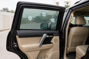 Bulletproof glass in armored vehicles